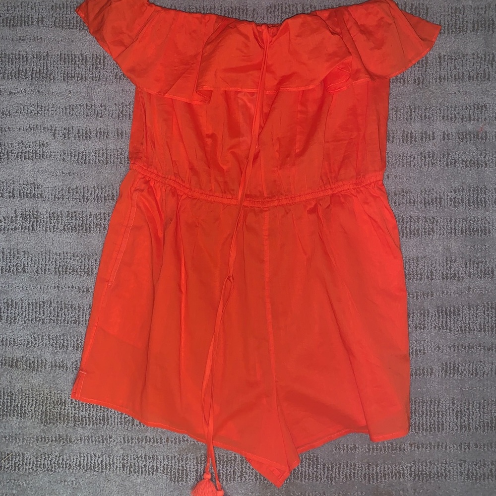 Orange Strapless Romper
